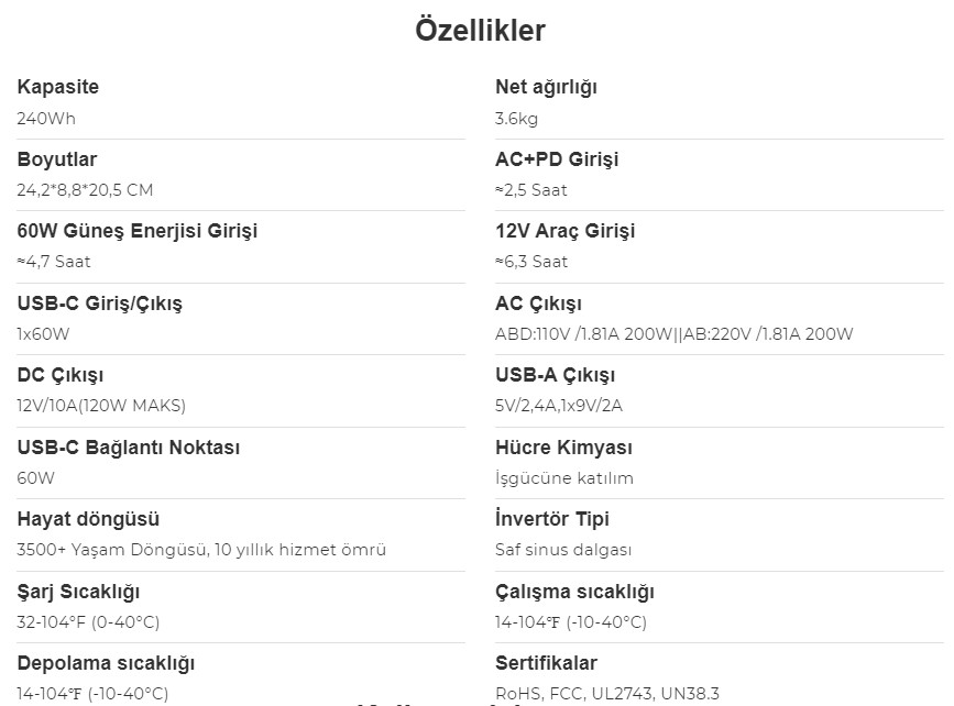 Ctechi GT200 240Wh Yaşam Aküsü - Görsel 2