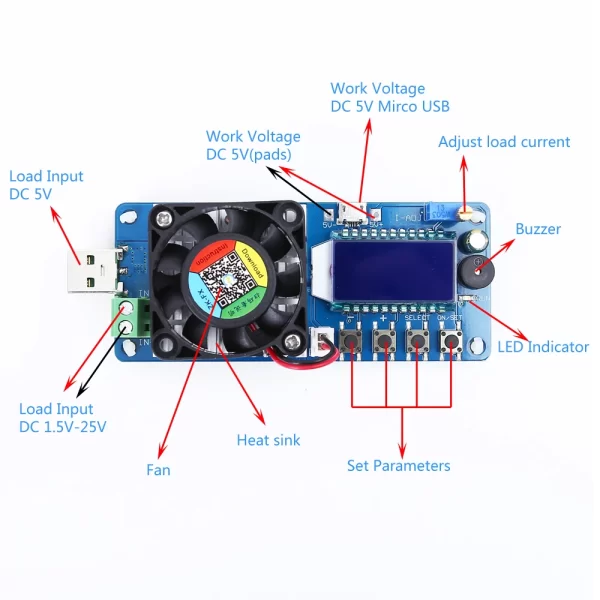 FX35 5A 35W Elektronik Yük pil kapasite testi